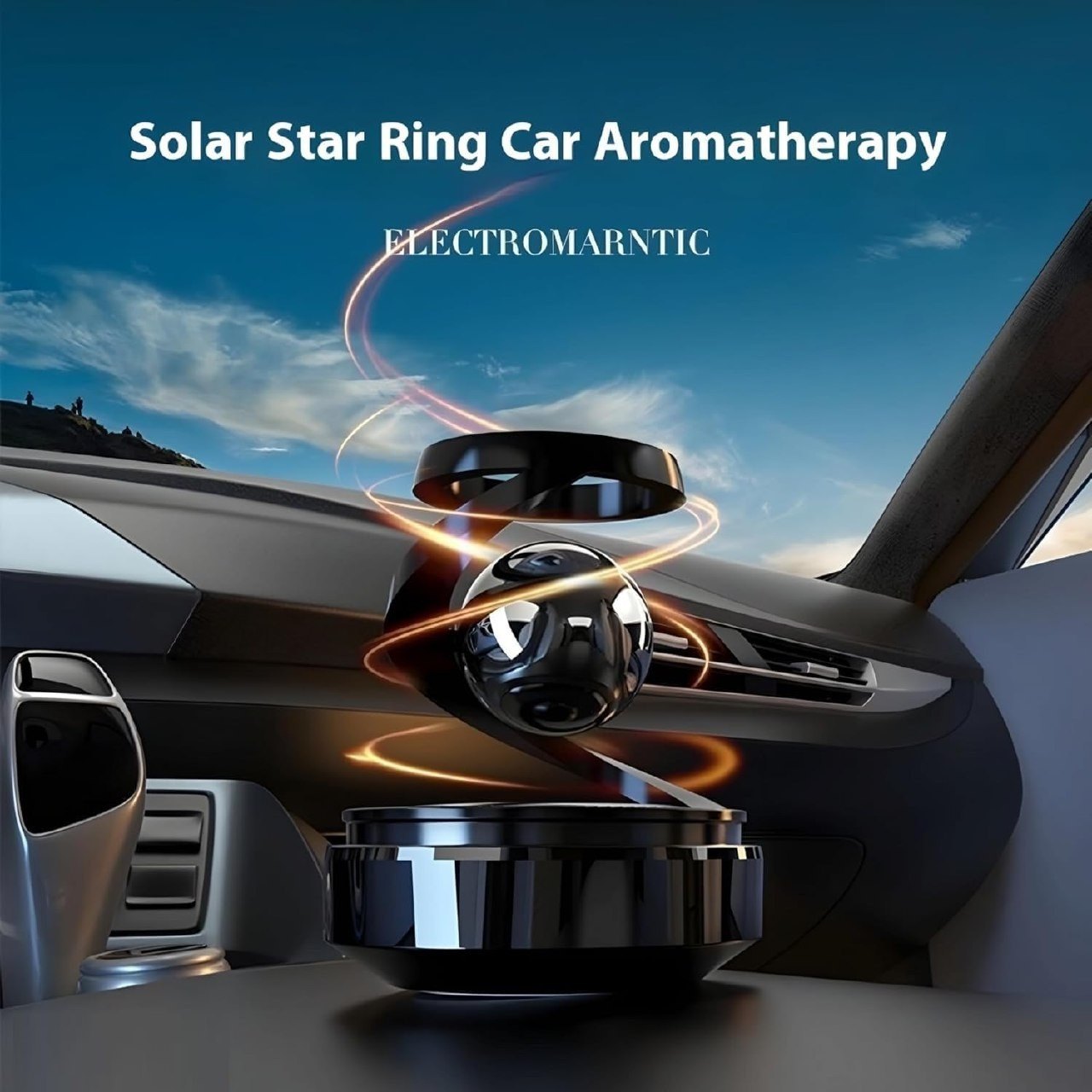 Solar Rotating Car Air Freshener – Aromatherapy Dashboard Perfume Diffuser