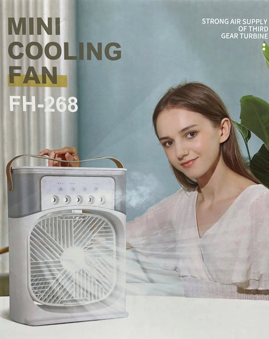 Portable Air Cooler Fan with Water Tank & USB Power | Mini Evaporative Cooler, 3 Speeds, Mist Humidifier, 7-Color LED, Quiet Cooling (MultiColor)