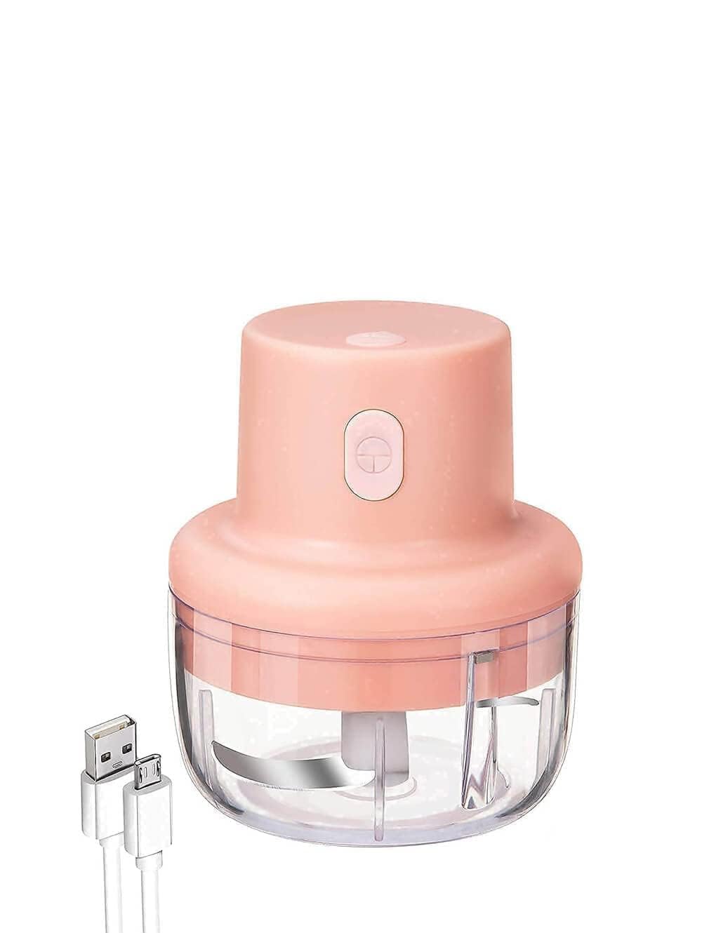 Mini electric food chopper pink USB rechargeable with cable