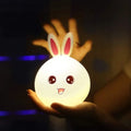 Cute Bunny Silicone Night Light – 7 Colour Changing LED Lamp | Pat to Change Colour | USB Rechargeable