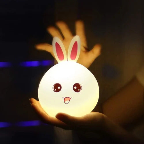 Cute Bunny Silicone Night Light – 7 Colour Changing LED Lamp | Pat to Change Colour | USB Rechargeable