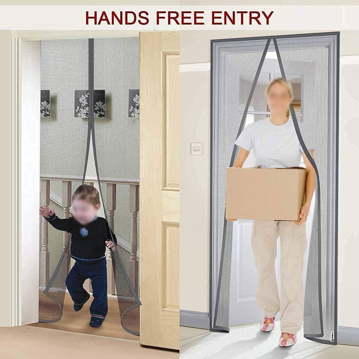 Magic Mesh Magnetic Screen Door – 18 Magnets, Hands-Free Entry | Keeps Bugs Out, Lets Fresh Air In | For Home, Balcony & Pets