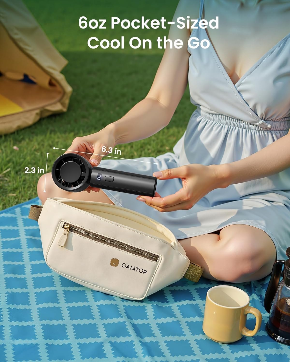 Portable Handheld Fan – 4000mAh Battery, 7.8m/s Turbo Wind, Digital Display | USB-C Fast Charging | For Travel, Outdoor & Desk