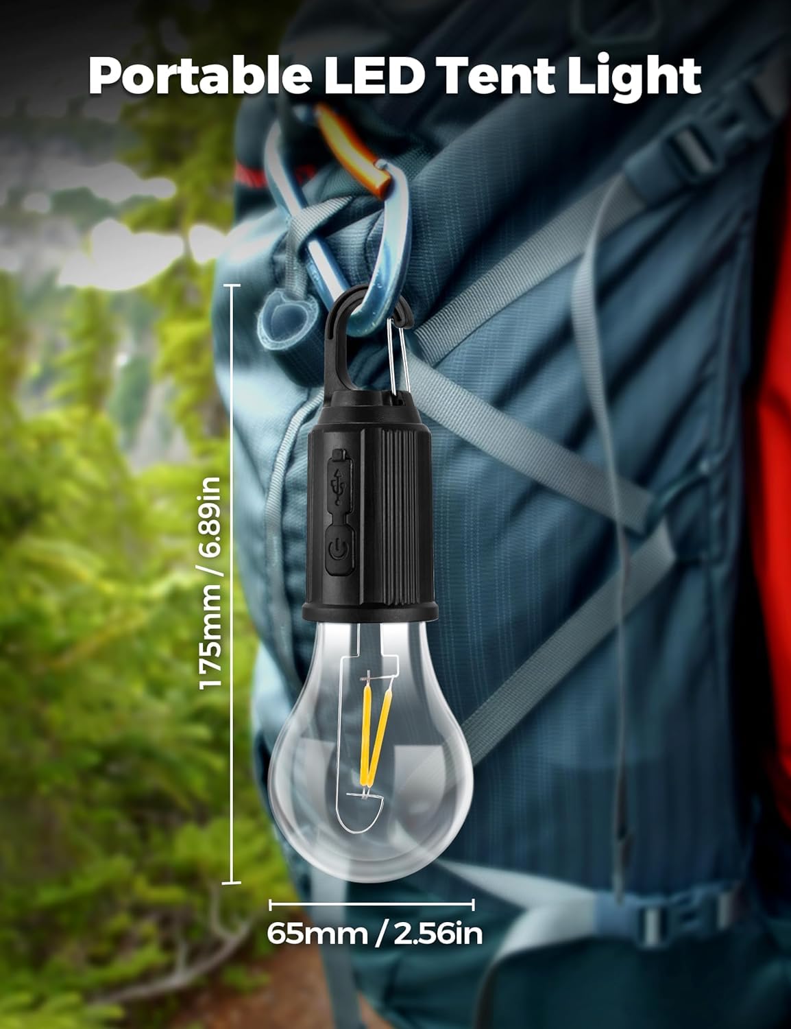 Three Way Lighting Modes - High 200lm 2h, Medium 100lm 3h, Low 50lm 5h