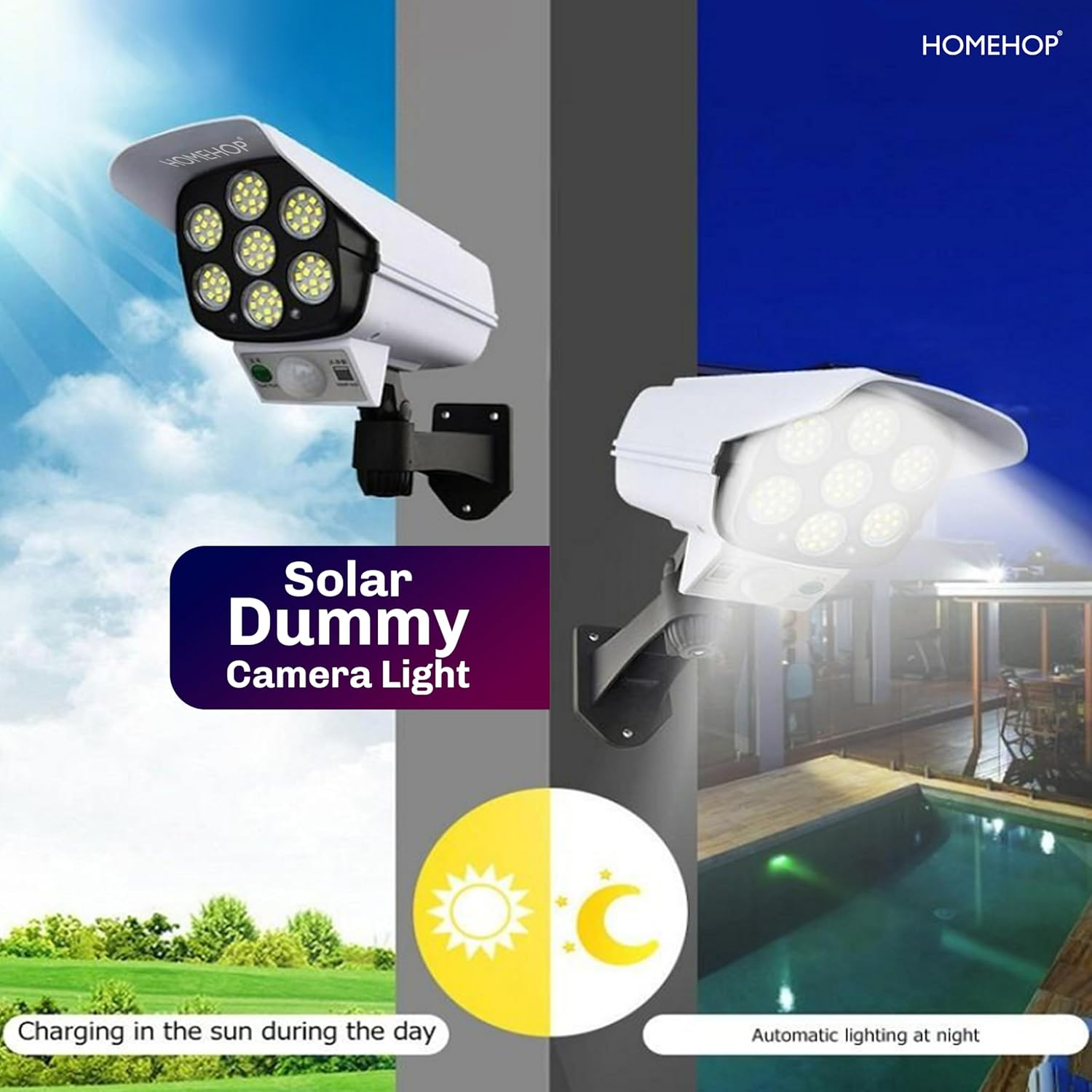 Homehop solar dummy camera light solar charging day automatic lighting night