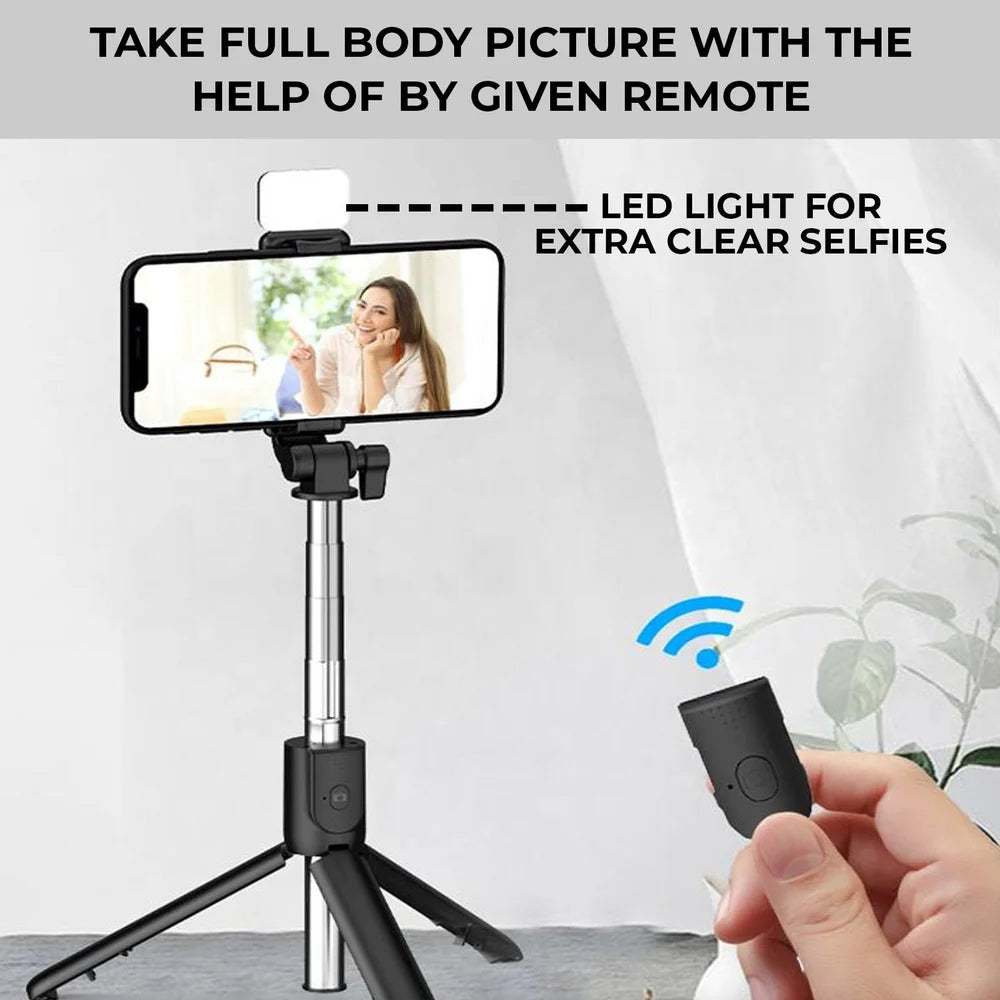 Selfie Stick Tripod with LED Fill Light & Bluetooth Remote – 40 Inch Extendable