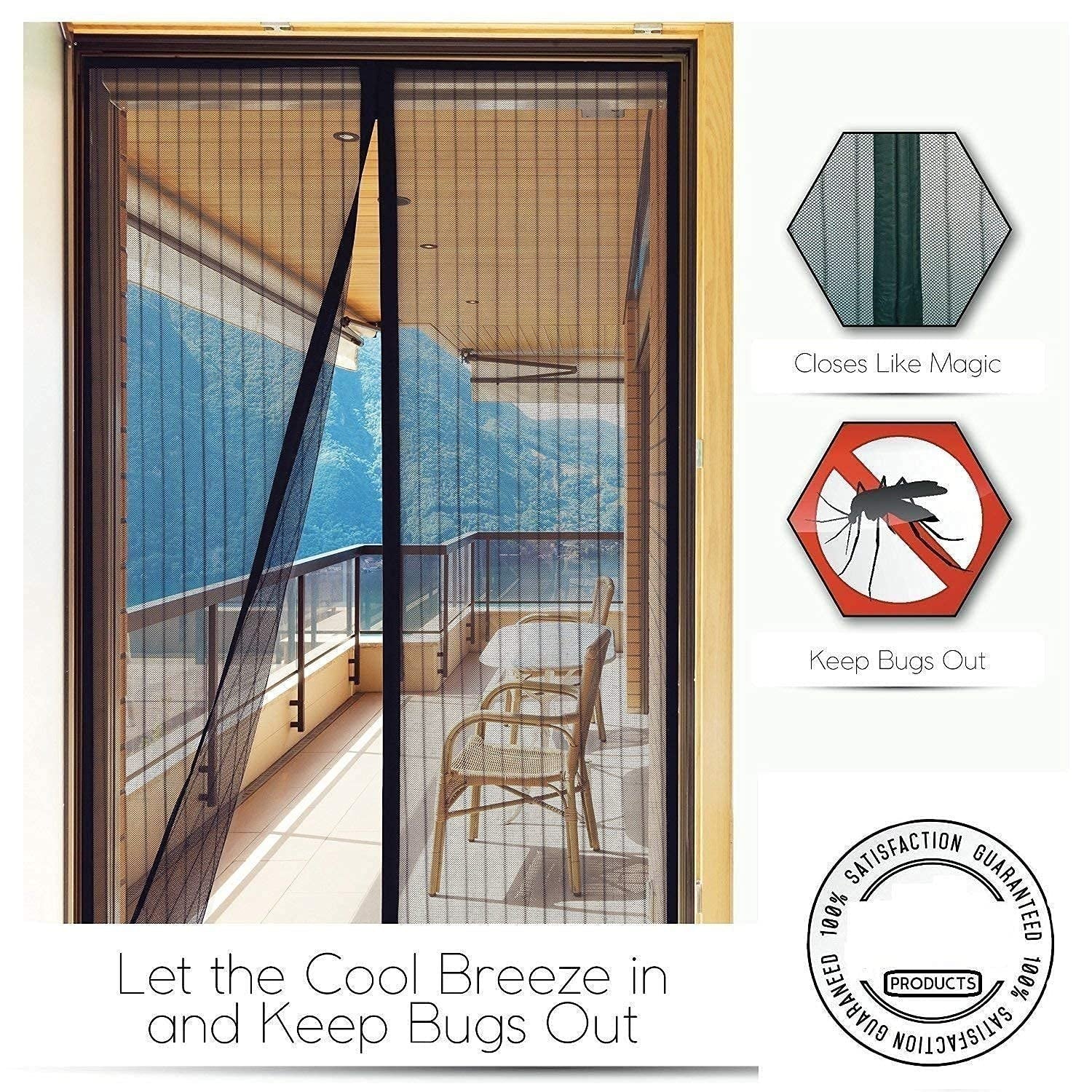 Magic Mesh Magnetic Screen Door – 18 Magnets, Hands-Free Entry | Keeps Bugs Out, Lets Fresh Air In | For Home, Balcony & Pets