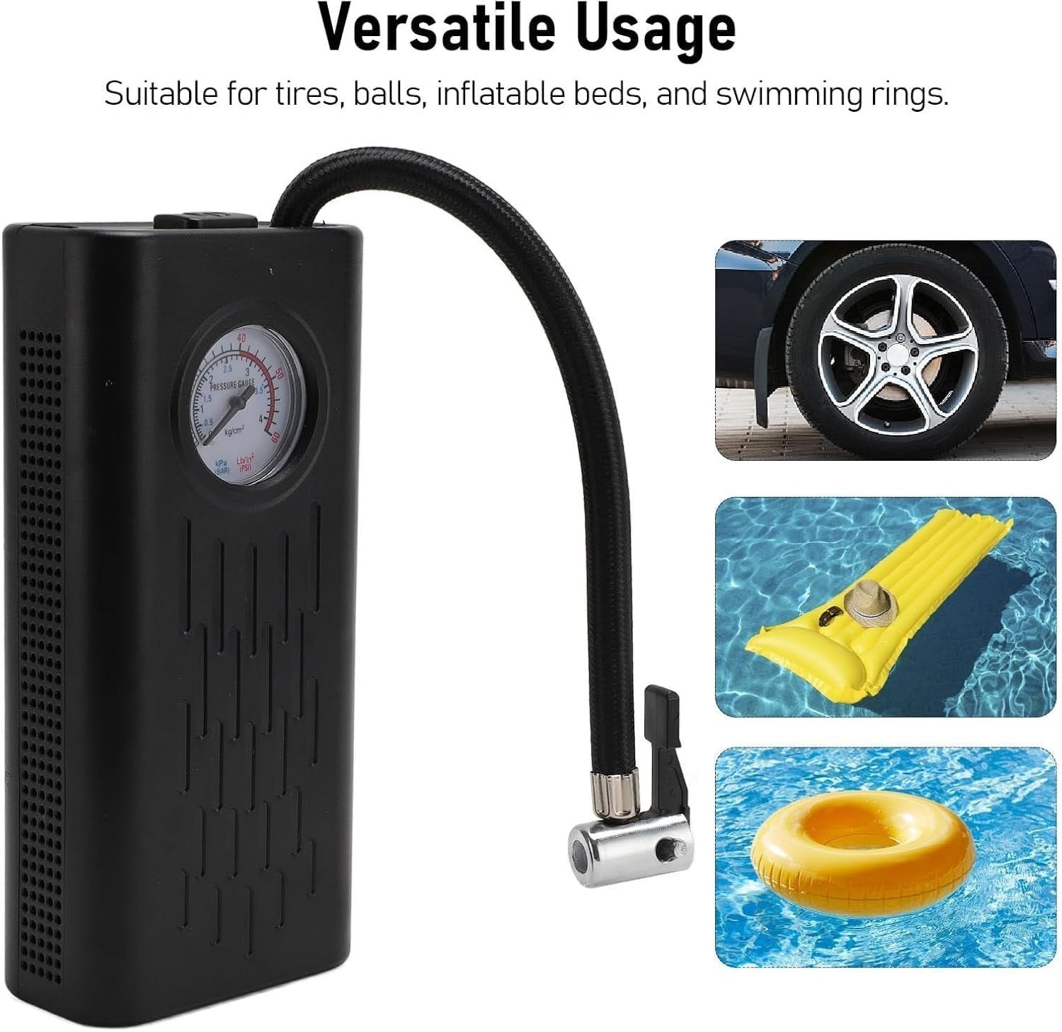 Portable Tyre Inflator with Pressure Gauge – For Bike & Car | Compact Air Compressor