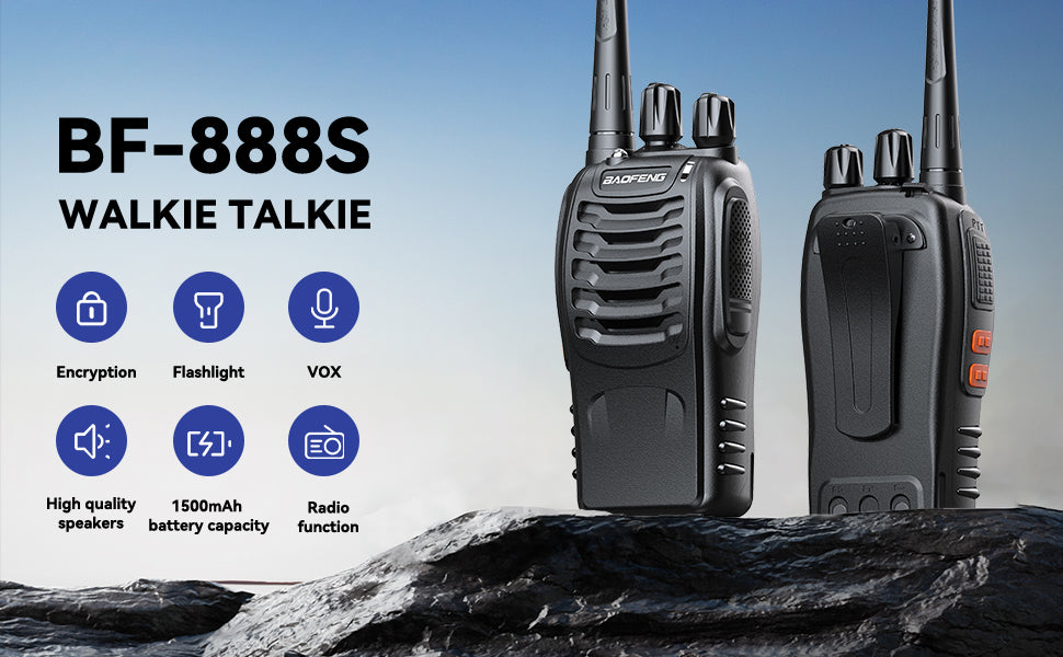 Baofeng BF-888S Walkie Talkie – Long Range Rechargeable Two-Way Radio Set