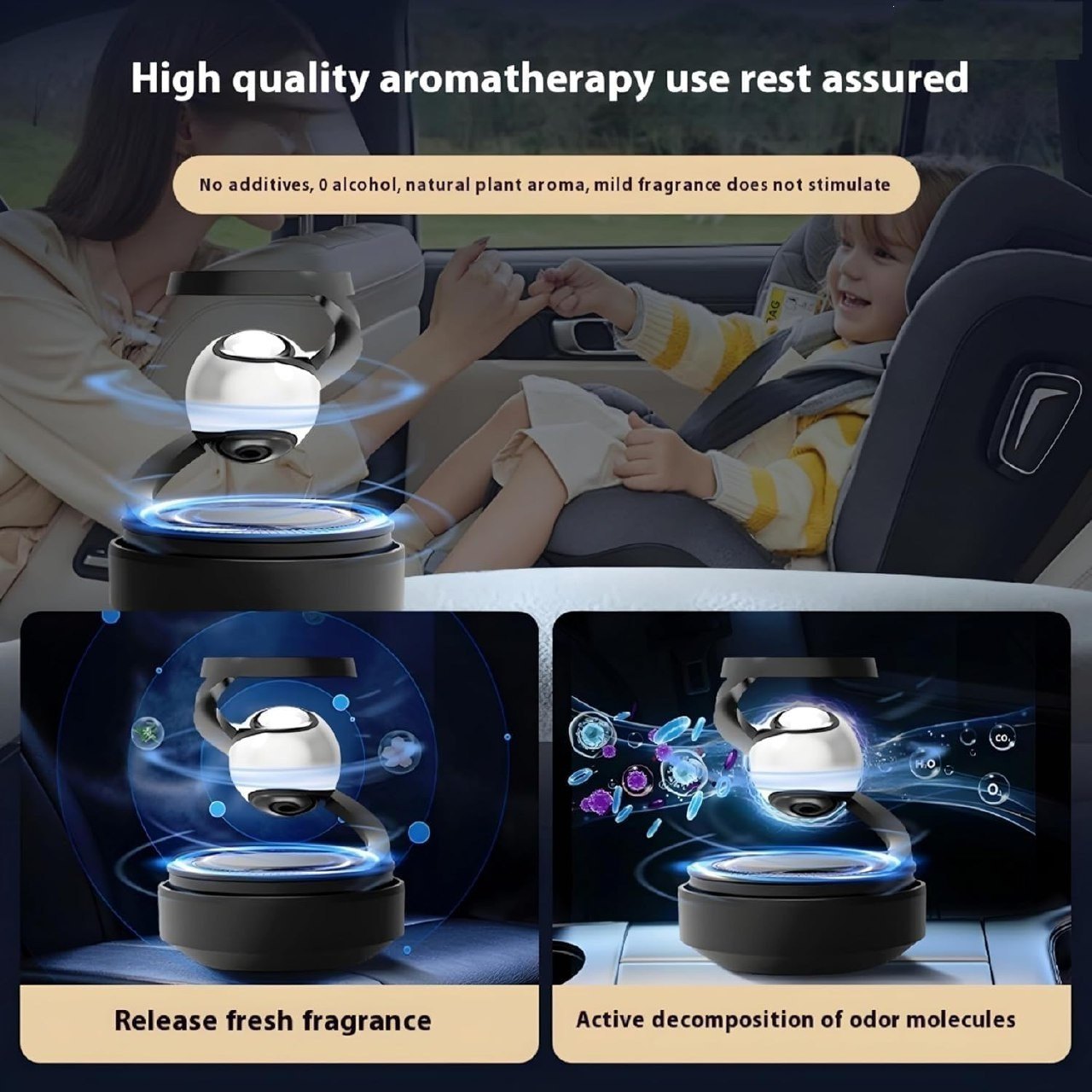 Solar Rotating Car Air Freshener – Aromatherapy Dashboard Perfume Diffuser