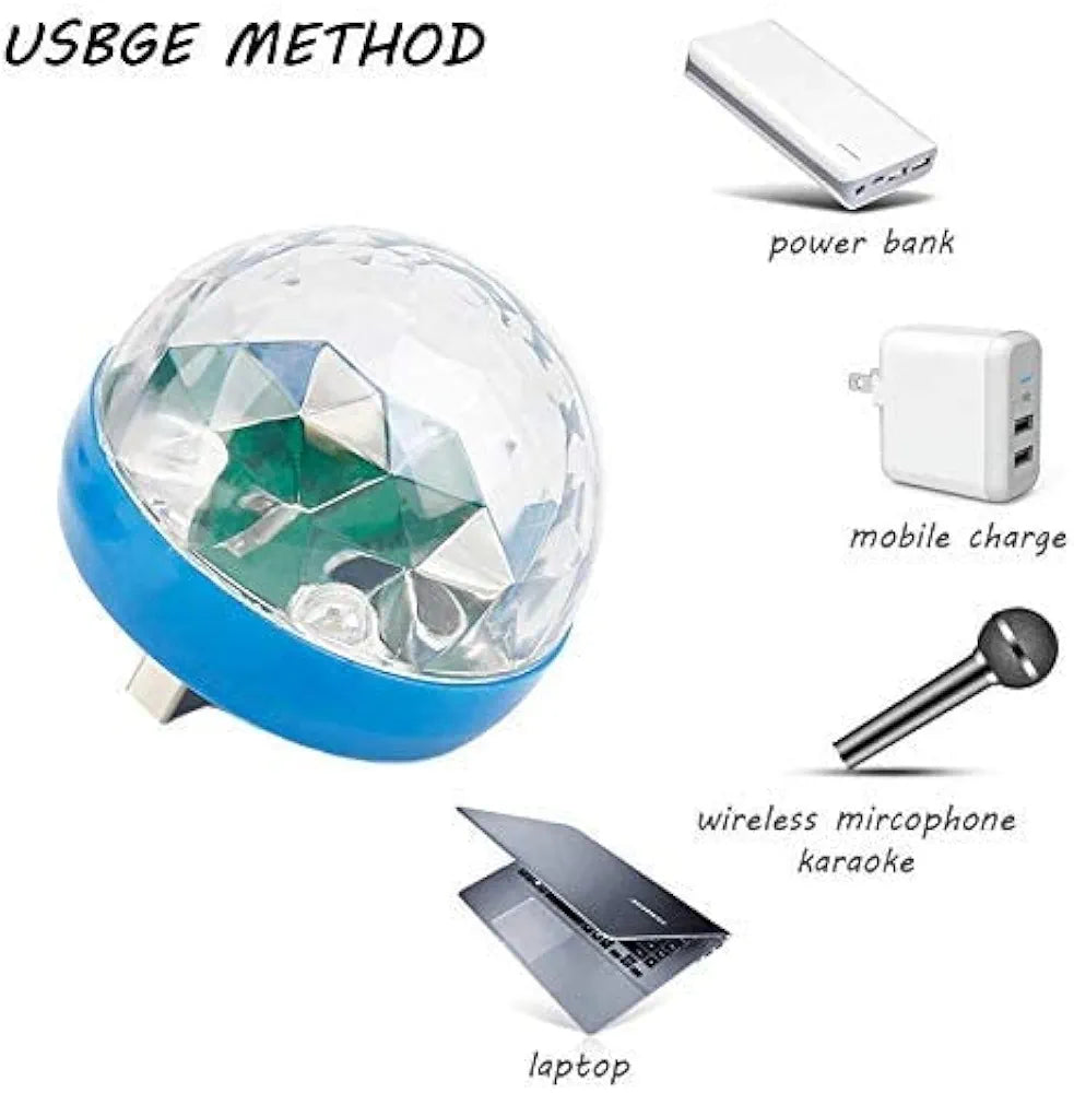 Mini USB Disco Ball Lamp with Micro-USB adapter