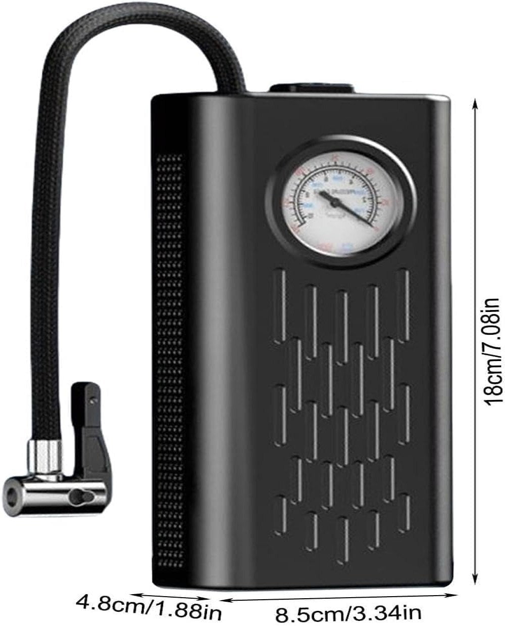 Portable Tyre Inflator with Pressure Gauge – For Bike & Car | Compact Air Compressor