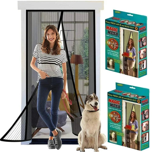 Magic Mesh Magnetic Screen Door – 18 Magnets, Hands-Free Entry | Keeps Bugs Out, Lets Fresh Air In | For Home, Balcony & Pets
