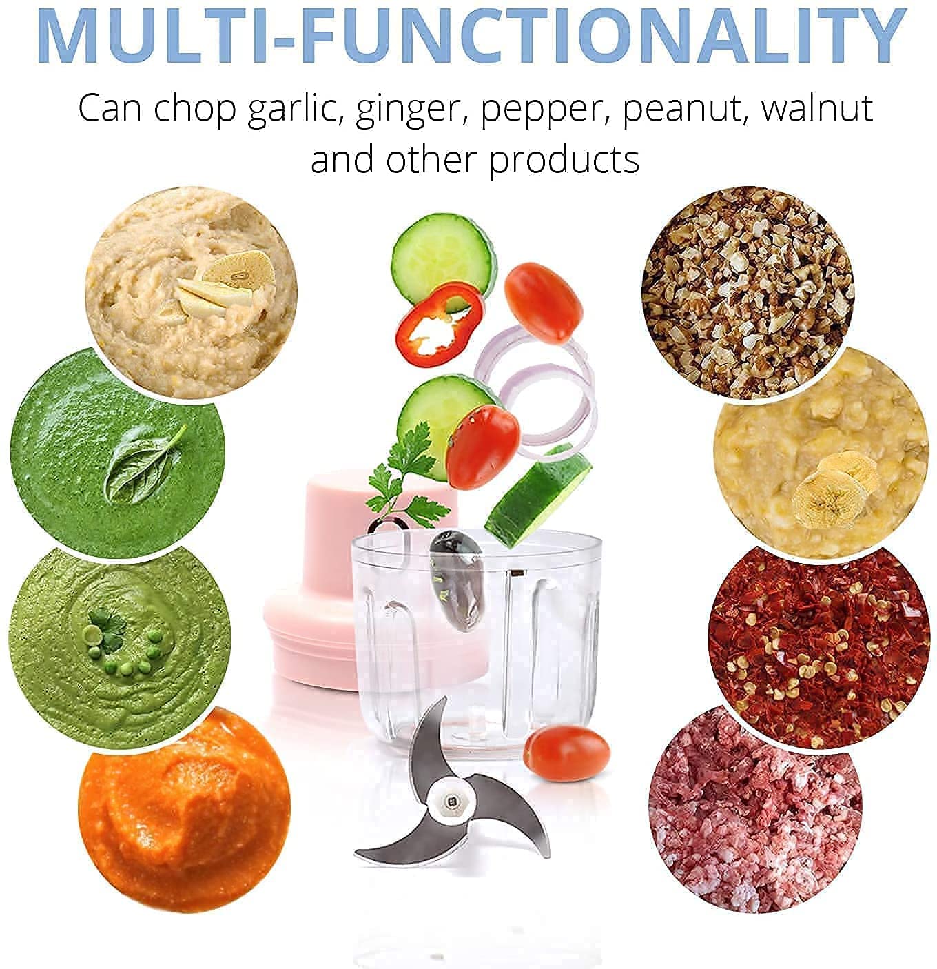 Mini electric food chopper multi-functionality garlic ginger pepper peanut walnut
