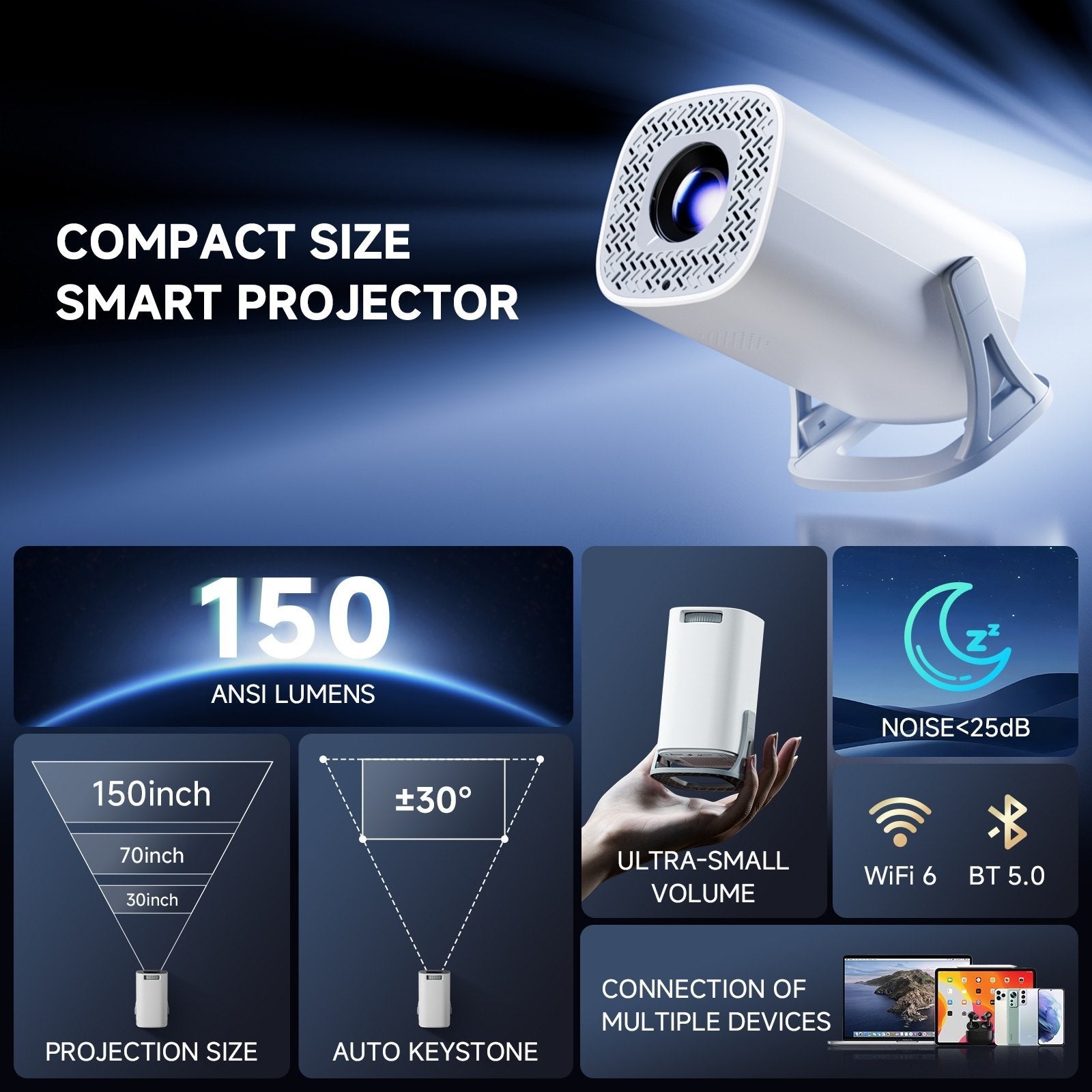 S40 Portable Projector – FHD/UHD Smart Wireless Projection