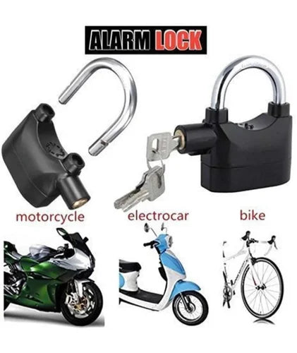 110dB Siren Alarm Padlock – Anti-Theft Security Lock with 3 Keys | For Bike, Motorcycle, Home, Gate & Cycle