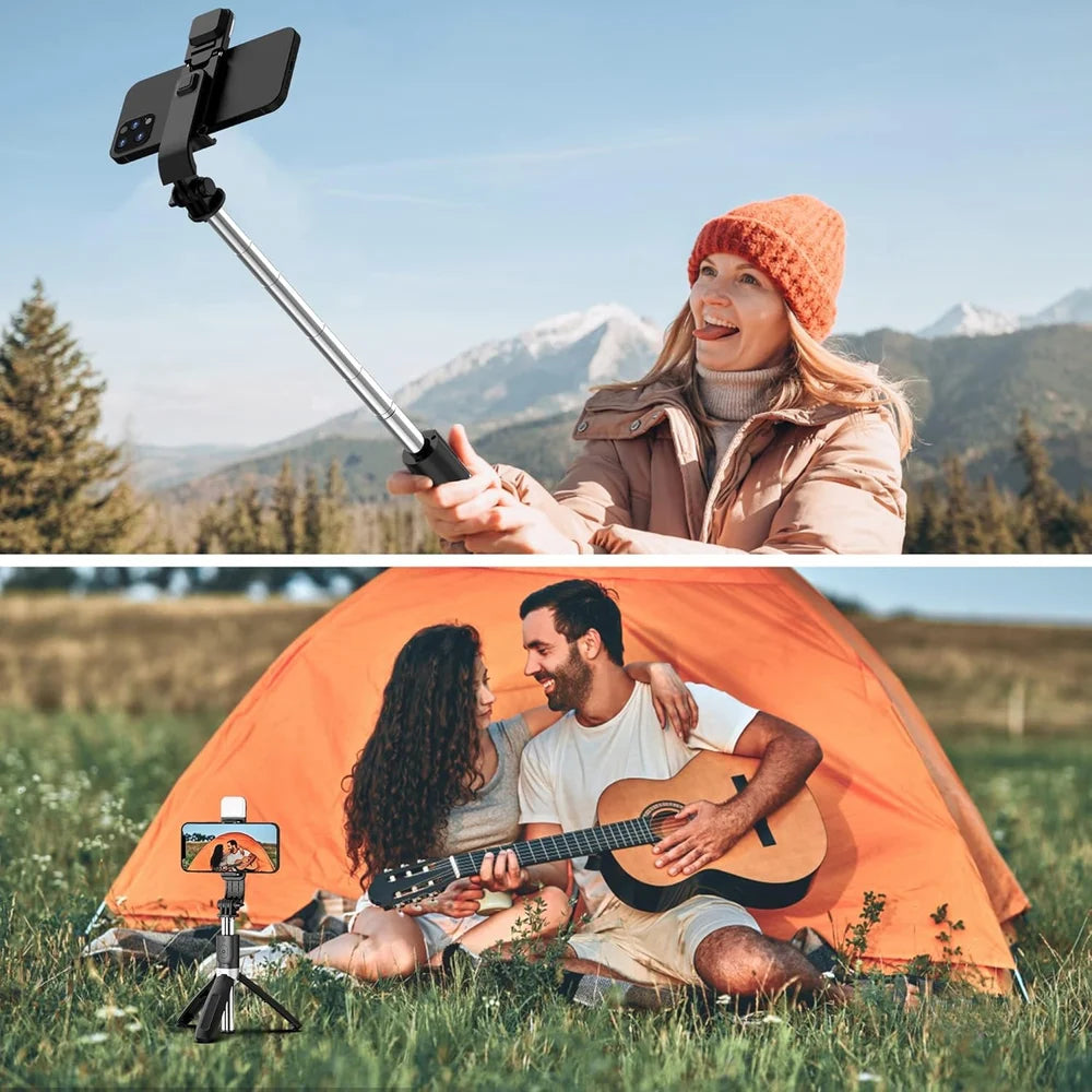 Selfie Stick Tripod with LED Fill Light & Bluetooth Remote – 40 Inch Extendable