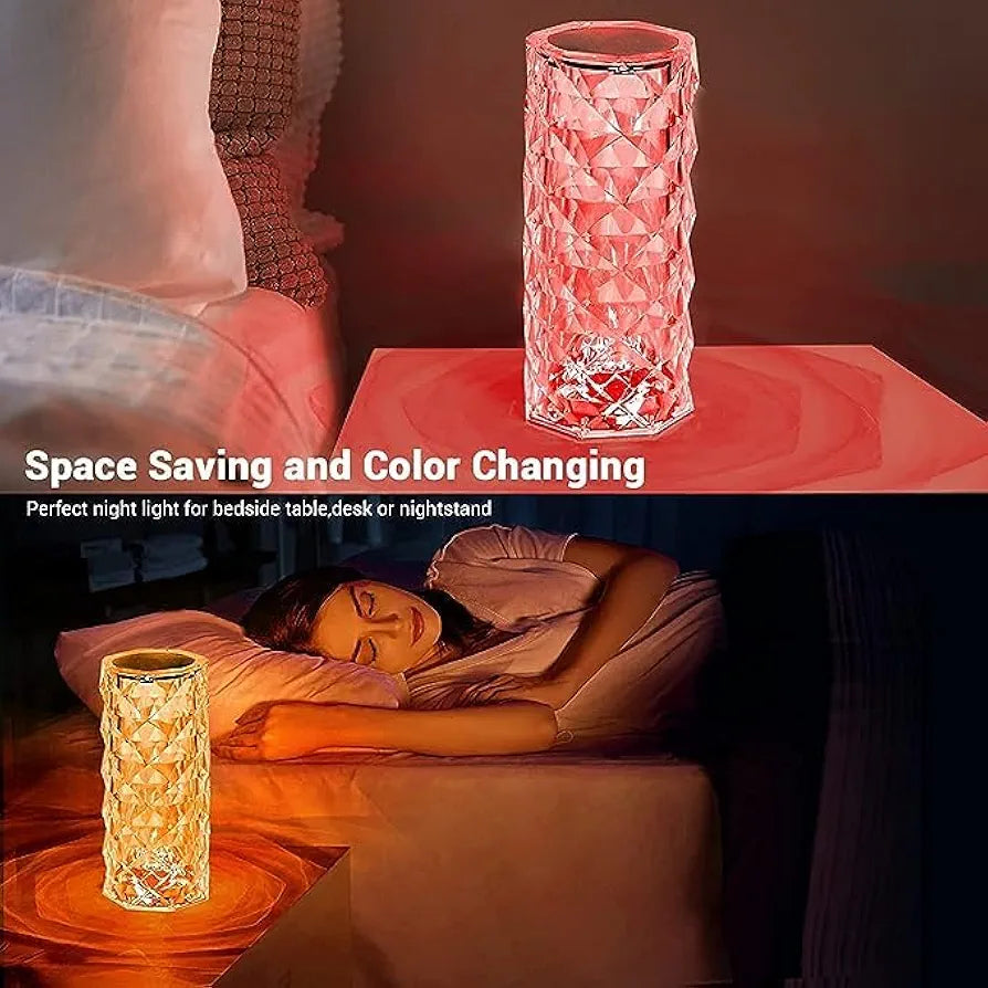 Crystal Diamond Rose Table Lamp plug and power remote control