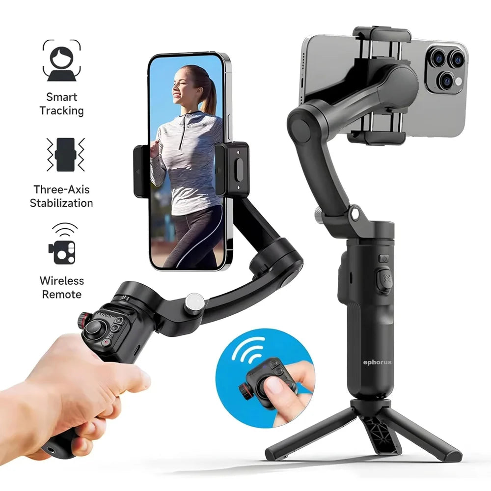 TOKQI M02 3-Axis Gimbal Stabilizer – AI Face & Object Tracking, Gesture Control