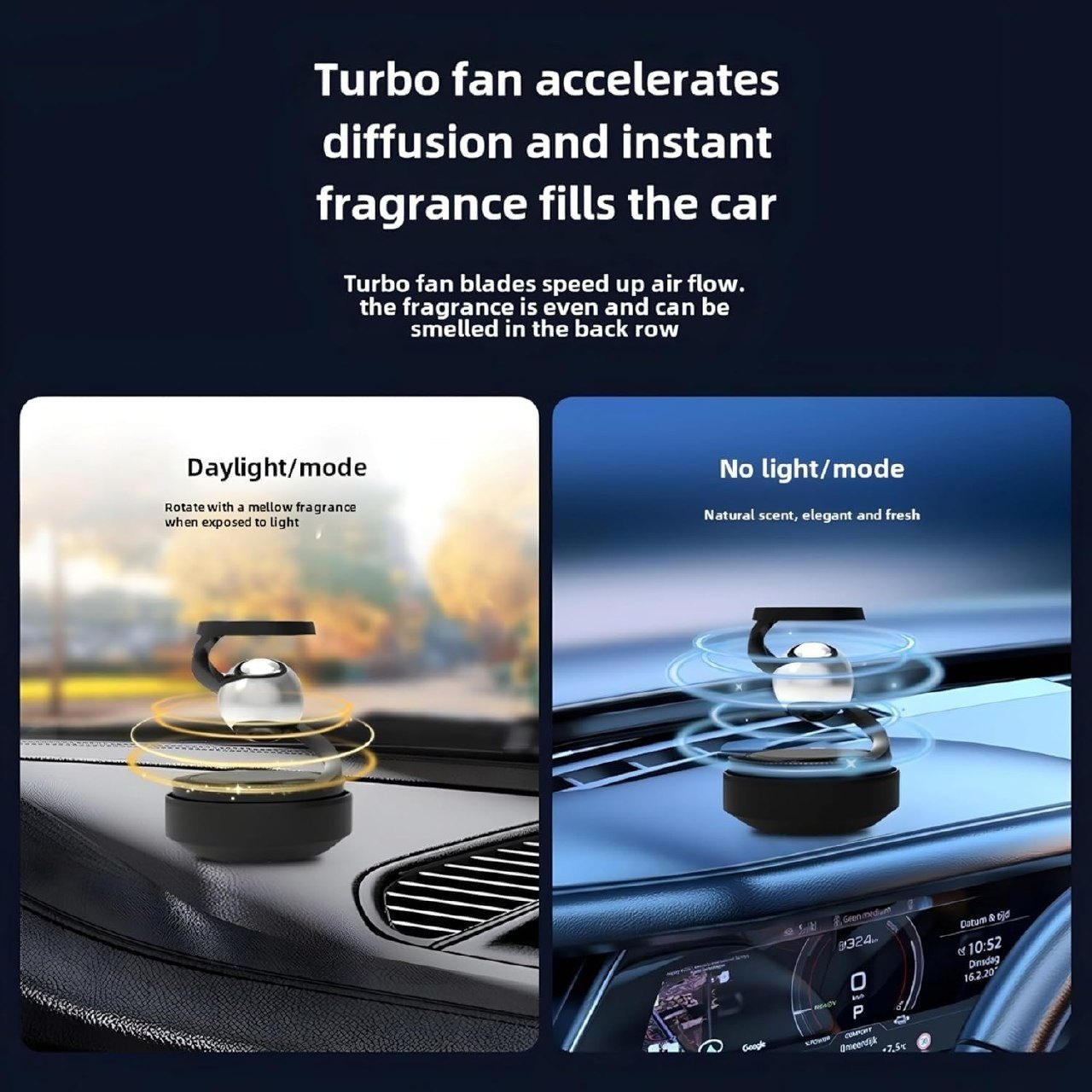 Solar Rotating Car Air Freshener – Aromatherapy Dashboard Perfume Diffuser