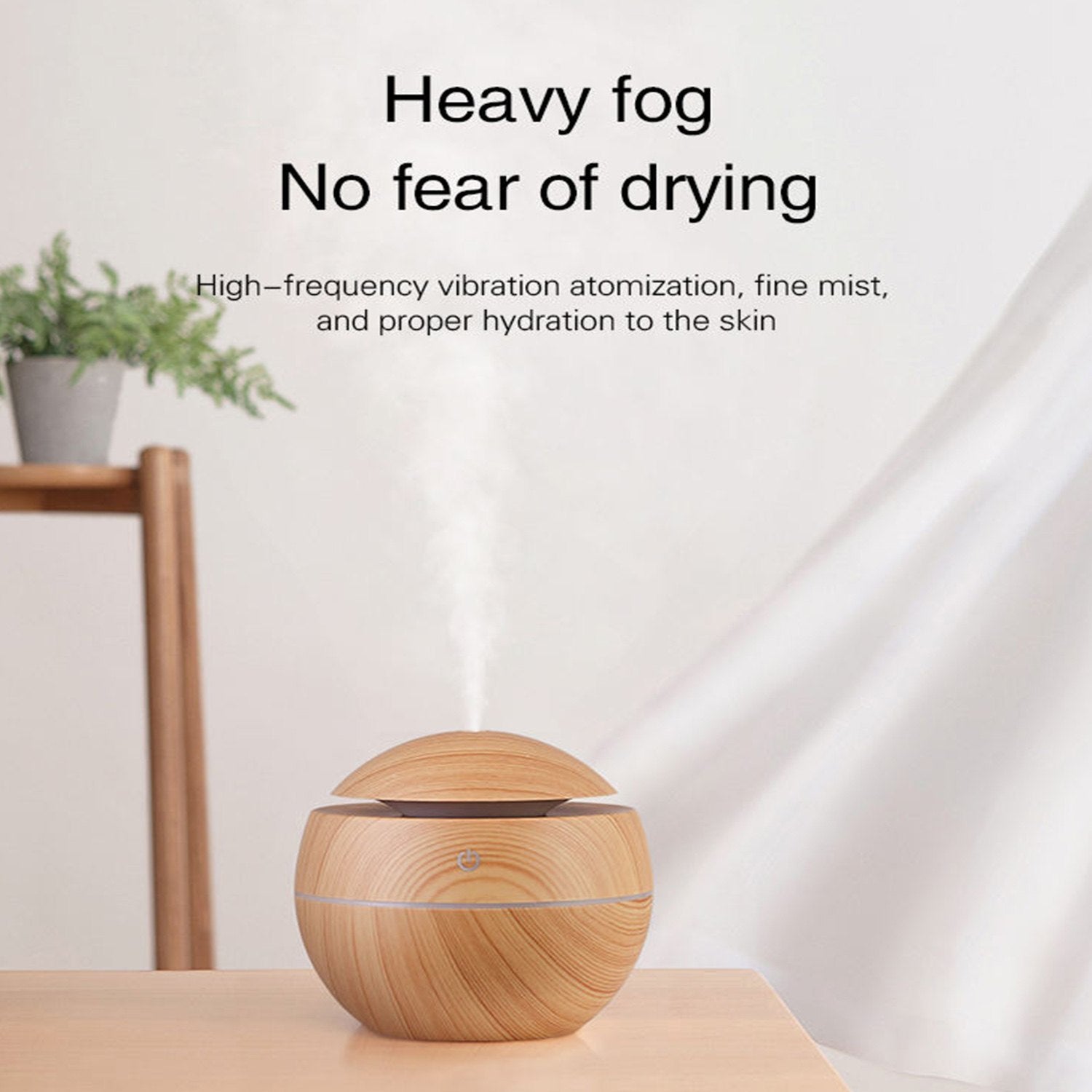 Ultrasonic Aroma Humidifier with 7 Colour Changing LED – Wood Grain Design | USB Powered | Aromatherapy Diffuser