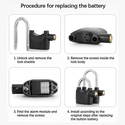110dB Siren Alarm Padlock – Anti-Theft Security Lock with 3 Keys | For Bike, Motorcycle, Home, Gate & Cycle