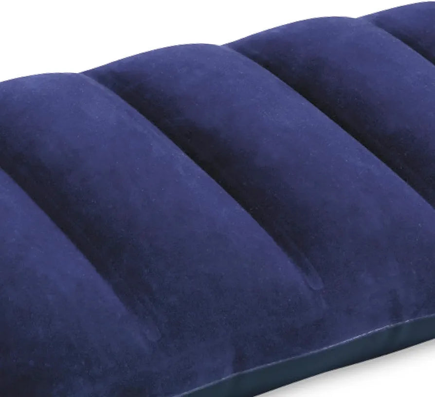 Inflatable travel pillow close up velvet texture top