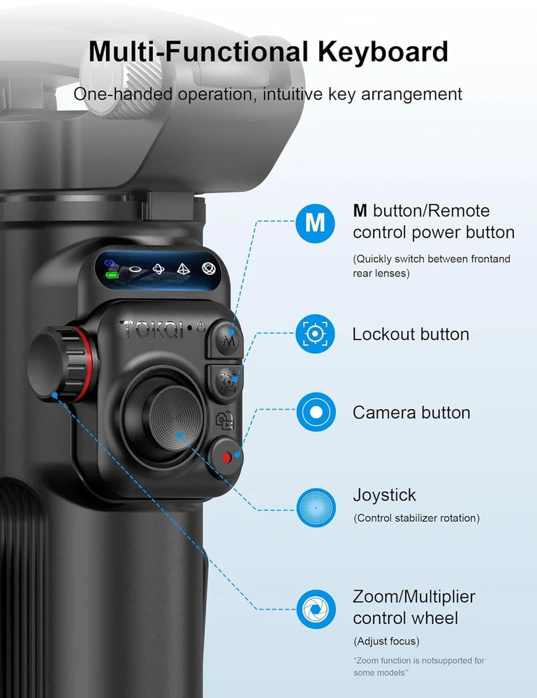 TOKQI M02 3-Axis Gimbal Stabilizer – AI Face & Object Tracking, Gesture Control