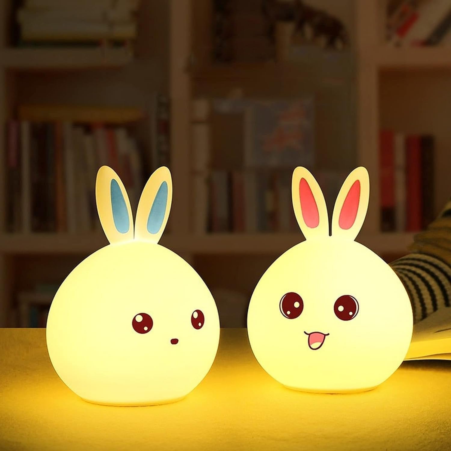 Cute Bunny Silicone Night Light – 7 Colour Changing LED Lamp | Pat to Change Colour | USB Rechargeable