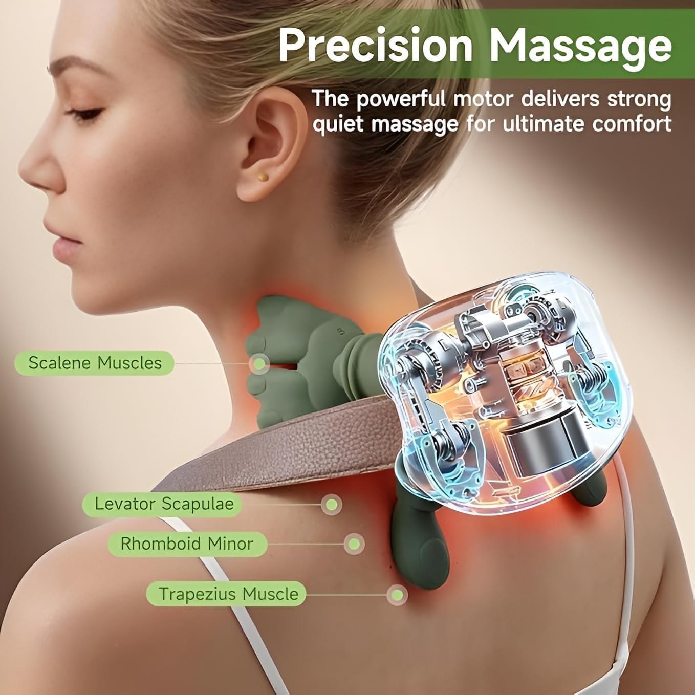 Electric Neck & Shoulder Massager with Heat – Shiatsu Hand-Shaped Deep Tissue Kneading Massager for Neck, Back & Legs