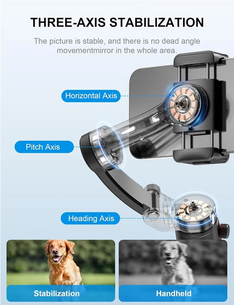 TOKQI M02 3-Axis Gimbal Stabilizer – AI Face & Object Tracking, Gesture Control