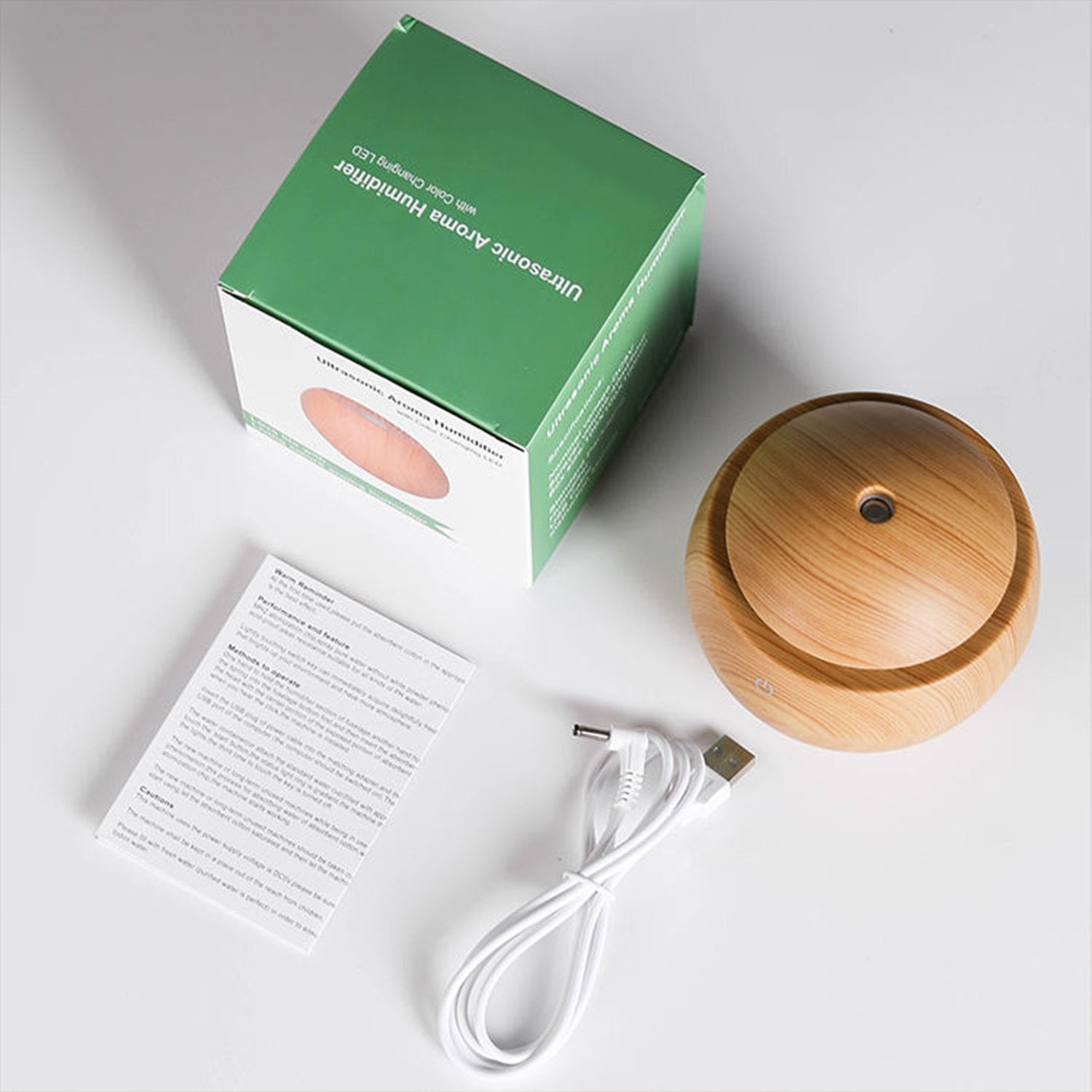 Ultrasonic Aroma Humidifier with 7 Colour Changing LED – Wood Grain Design | USB Powered | Aromatherapy Diffuser